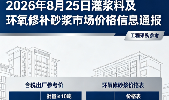文教镇2026年8月25日灌浆料及环氧修补砂浆市场价格信息通报
